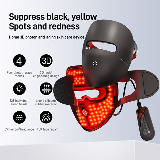 Masque facial LED de thérapie par photons avec soin du cou