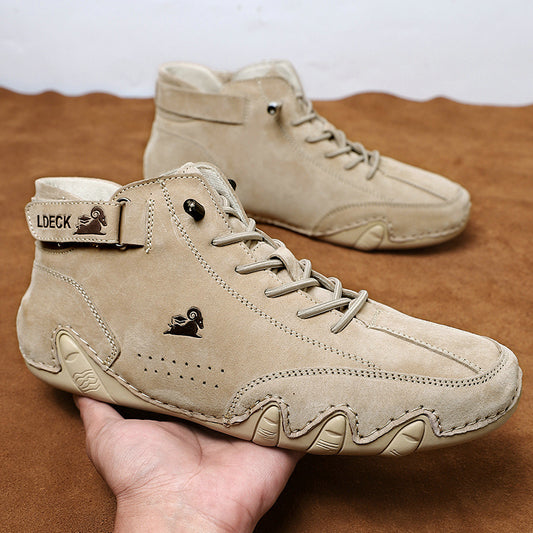 Bottes montantes unisexes en cuir véritable