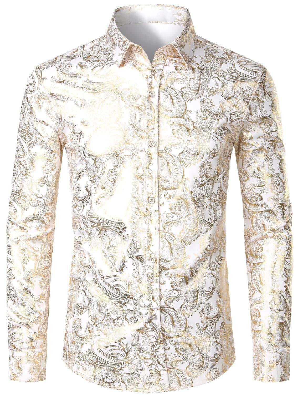 Chemise à manches longues pour homme à imprimé floral