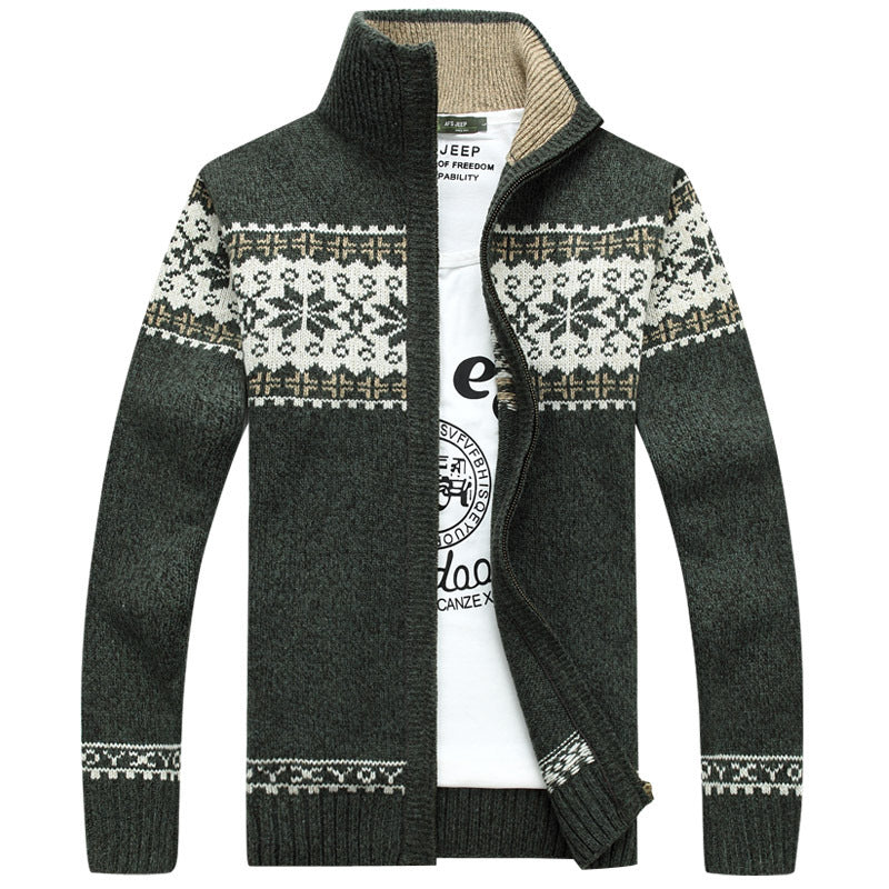 Cardigan zippé homme à col montant tricoté
