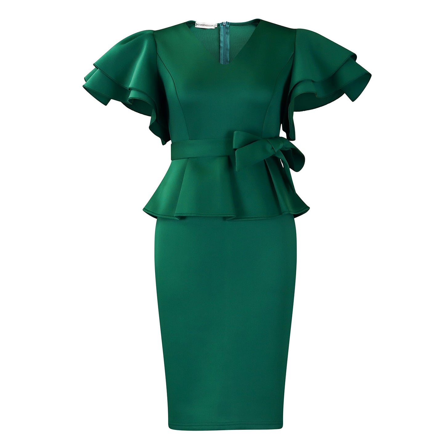 Robe élégante ornée de motifs de feuilles de lotus et de couleur unie