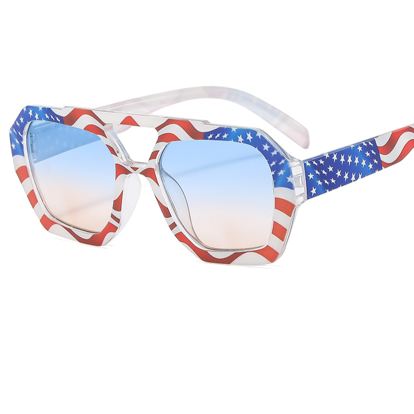 Lunettes de soleil à motif drapeau américain à double barre avec protection UV