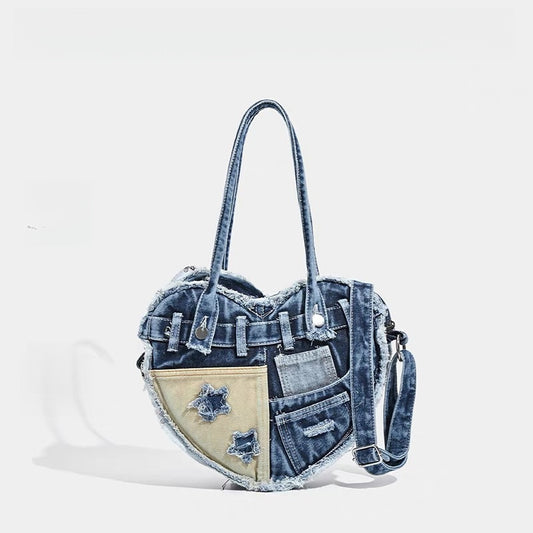 Sac bandoulière en denim avec motif Love
