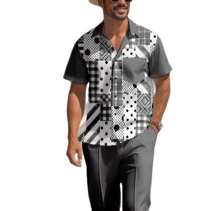 Costume décontracté pour hommes avec chemise et pantalon imprimés en 3D