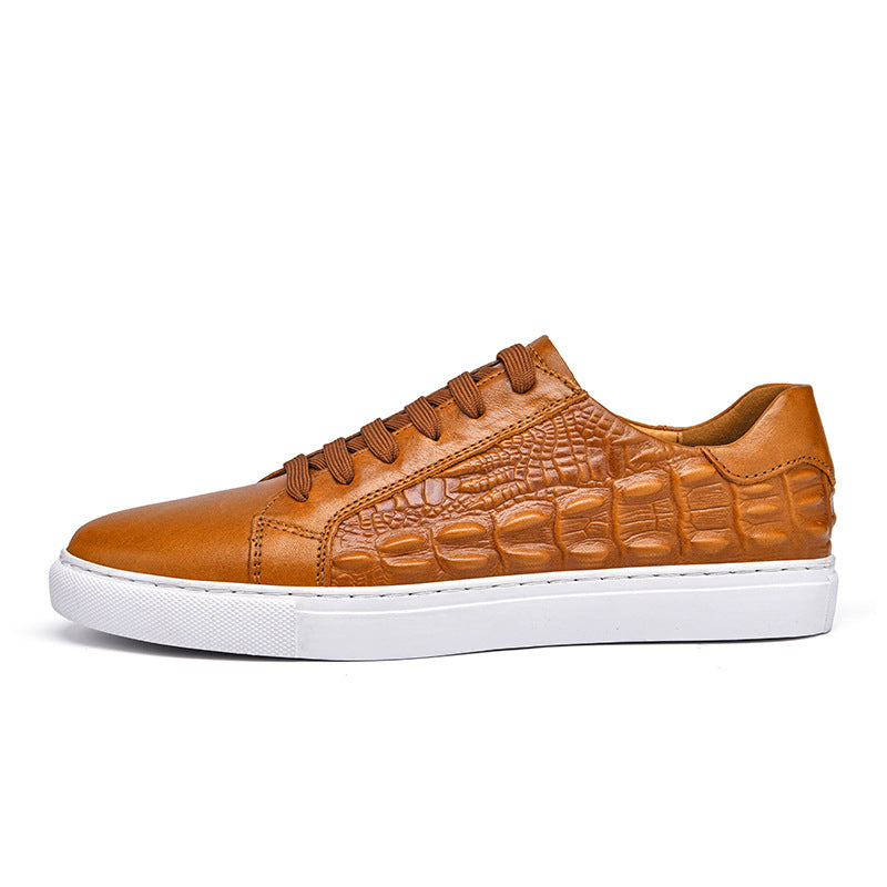Chaussures décontractées pour hommes en cuir véritable à motif crocodile