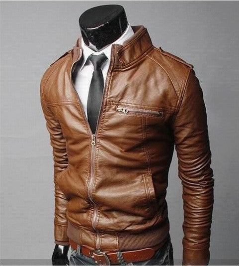 Veste de moto pour homme en cuir PU
