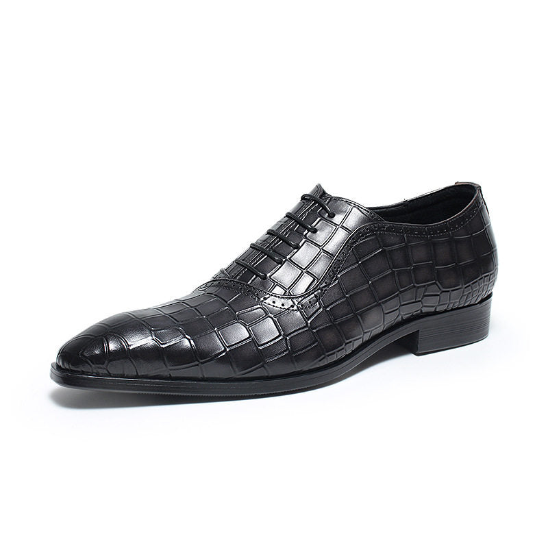 Chaussures Derby en cuir pour homme à motif crocodile
