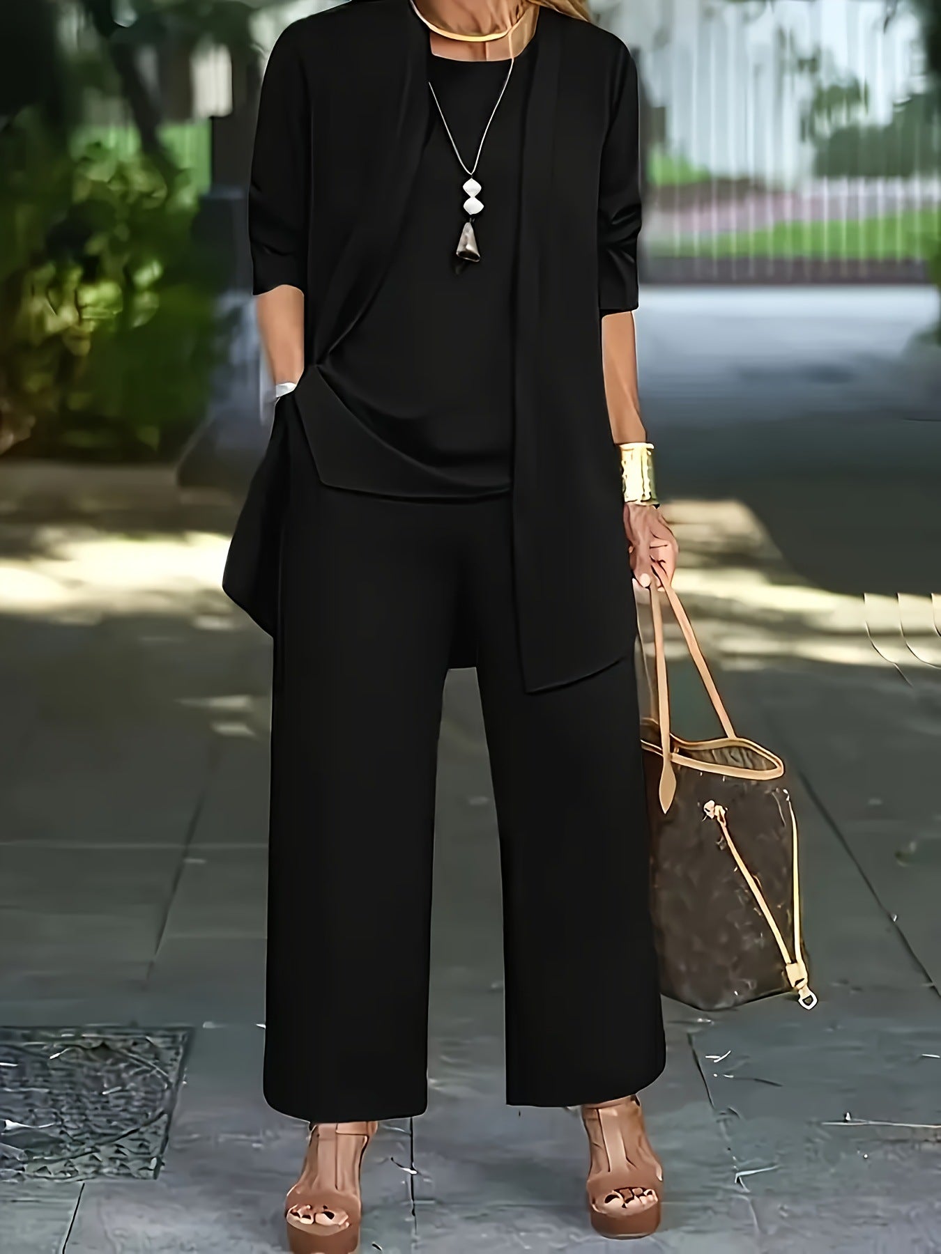 Ensemble décontracté : cardigan à manches longues, gilet et pantalon