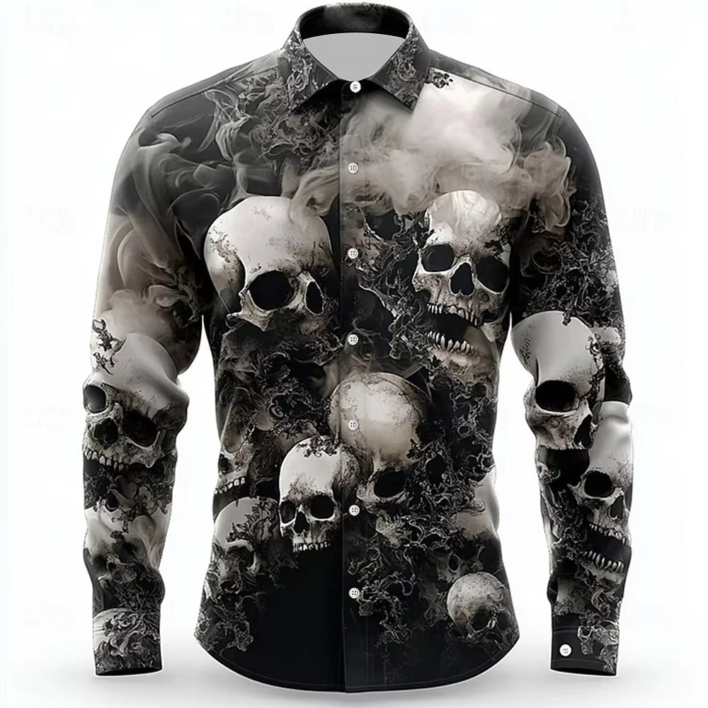 Chemise décontractée imprimée gothique, coupe ample, manches courtes