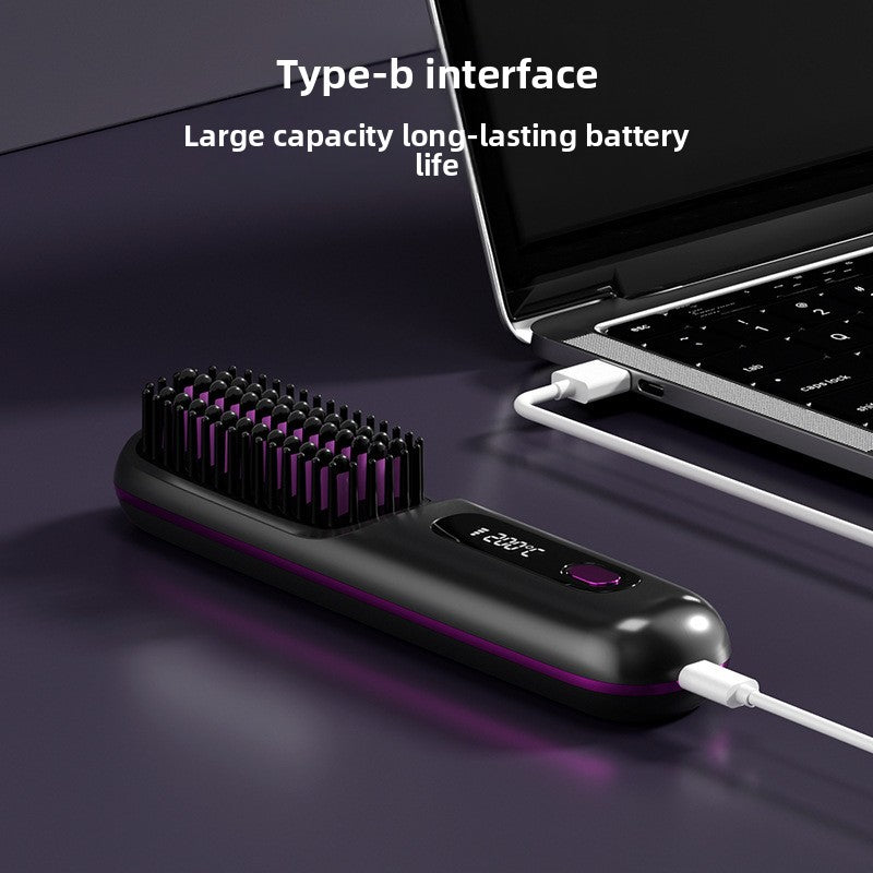 Peigne Lissant Rechargeable Sans Fil avec Écran LCD