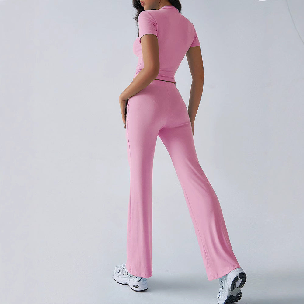 Ensemble pour femme décontracté avec pantalon et manches courtes