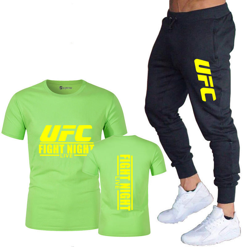 Ensemble de vêtements de sport pour hommes comprenant un t-shirt en coton et un pantalon