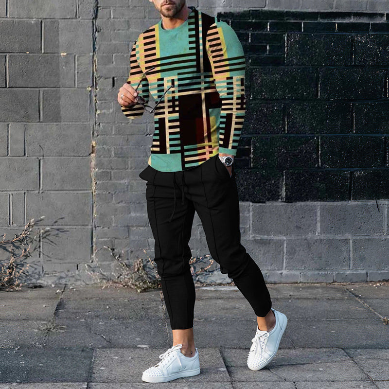 Ensemble pull et pantalon de survêtement décontracté pour homme, imprimé 3D