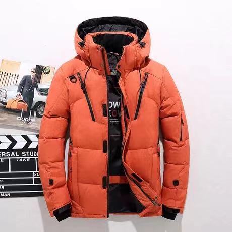 Veste courte d'hiver pour hommes en duvet, décontractée, d'extérieur, épaissie, à capuche