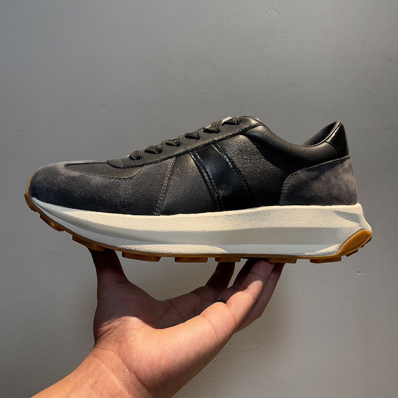 Chaussures de sport décontractées en cuir véritable pour hommes