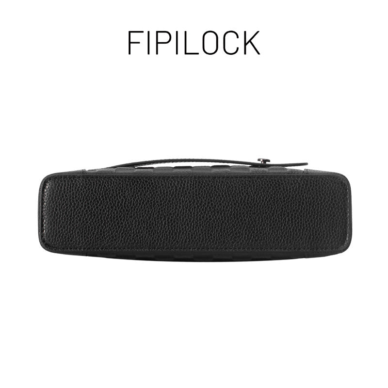 Pochette en cuir véritable avec fermoir empreinte digitale