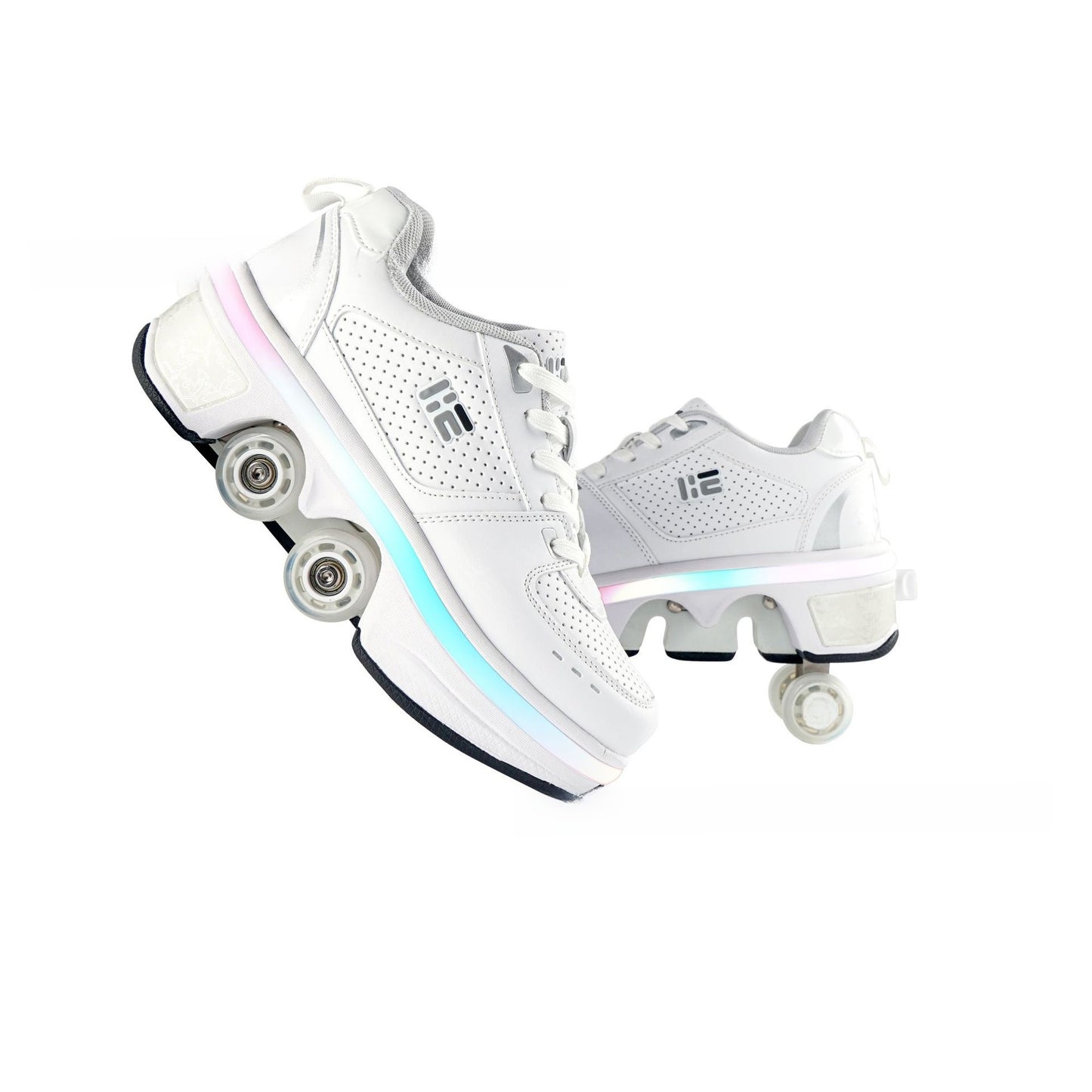 Chaussures de patin à roulettes transformables avec lumières LED