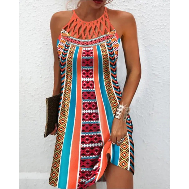 Robe pour femmes à imprimé floral avec col licou