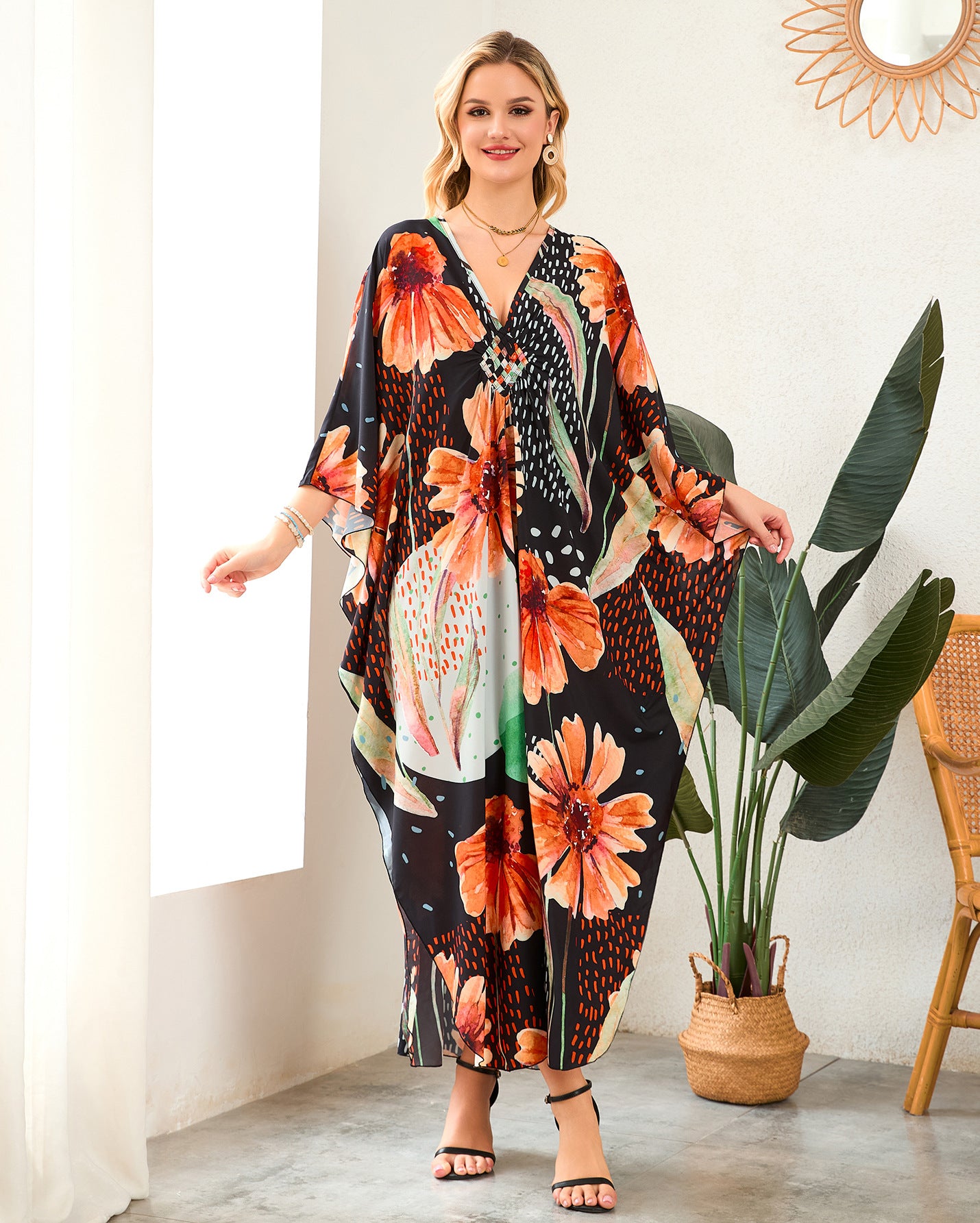 Robe de plage à encolure en V tissée