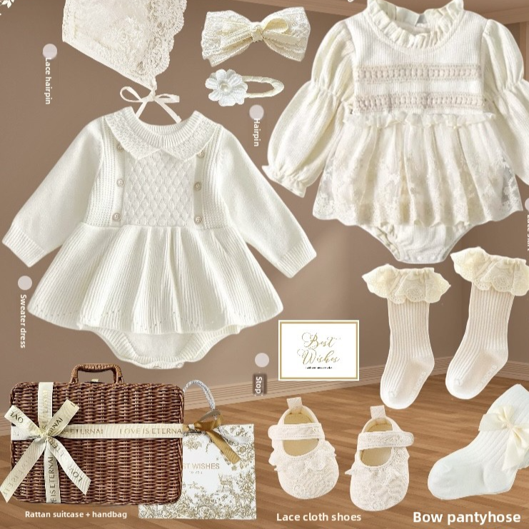 Ensemble robe en dentelle pour bébé fille avec accessoires