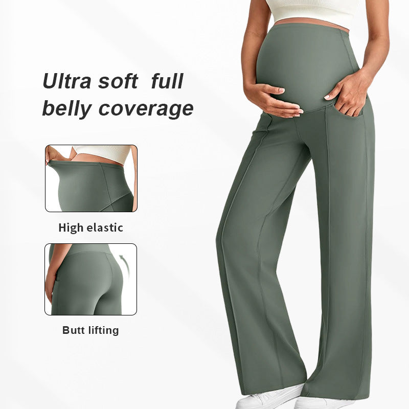 Pantalon de maternité taille haute à jambes larges