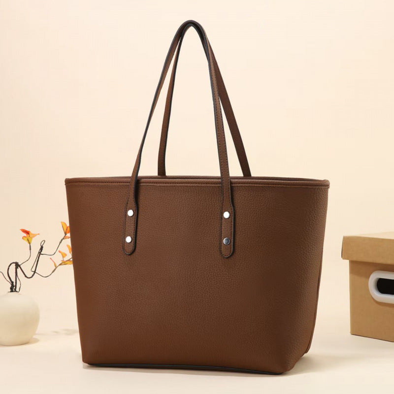 Sac cabas bandoulière en cuir PU pour femme