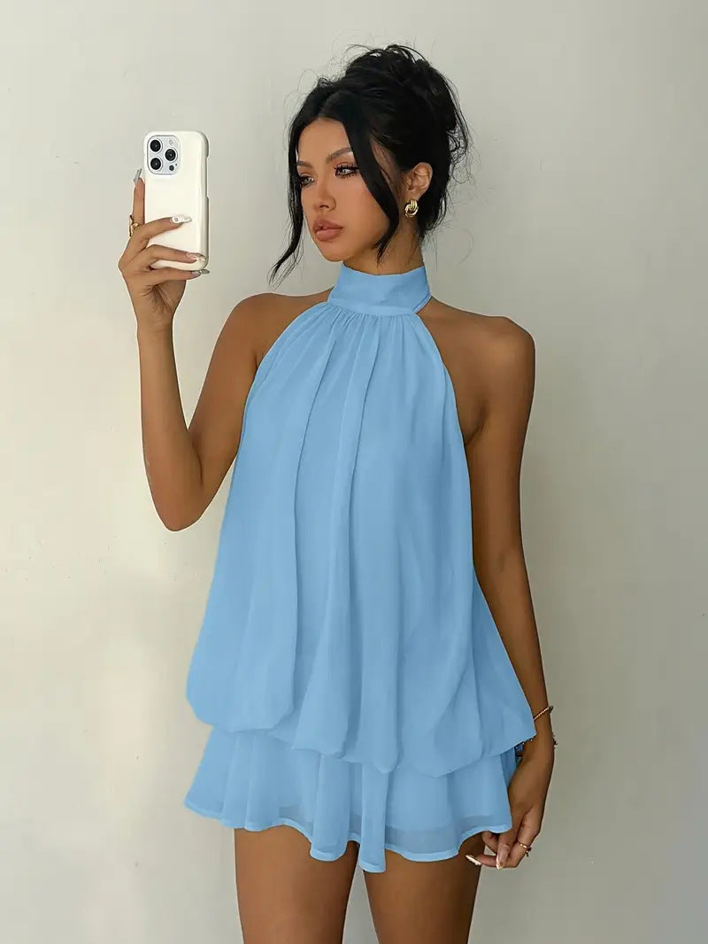 Robe femme à encolure américaine, taille haute, coupe A