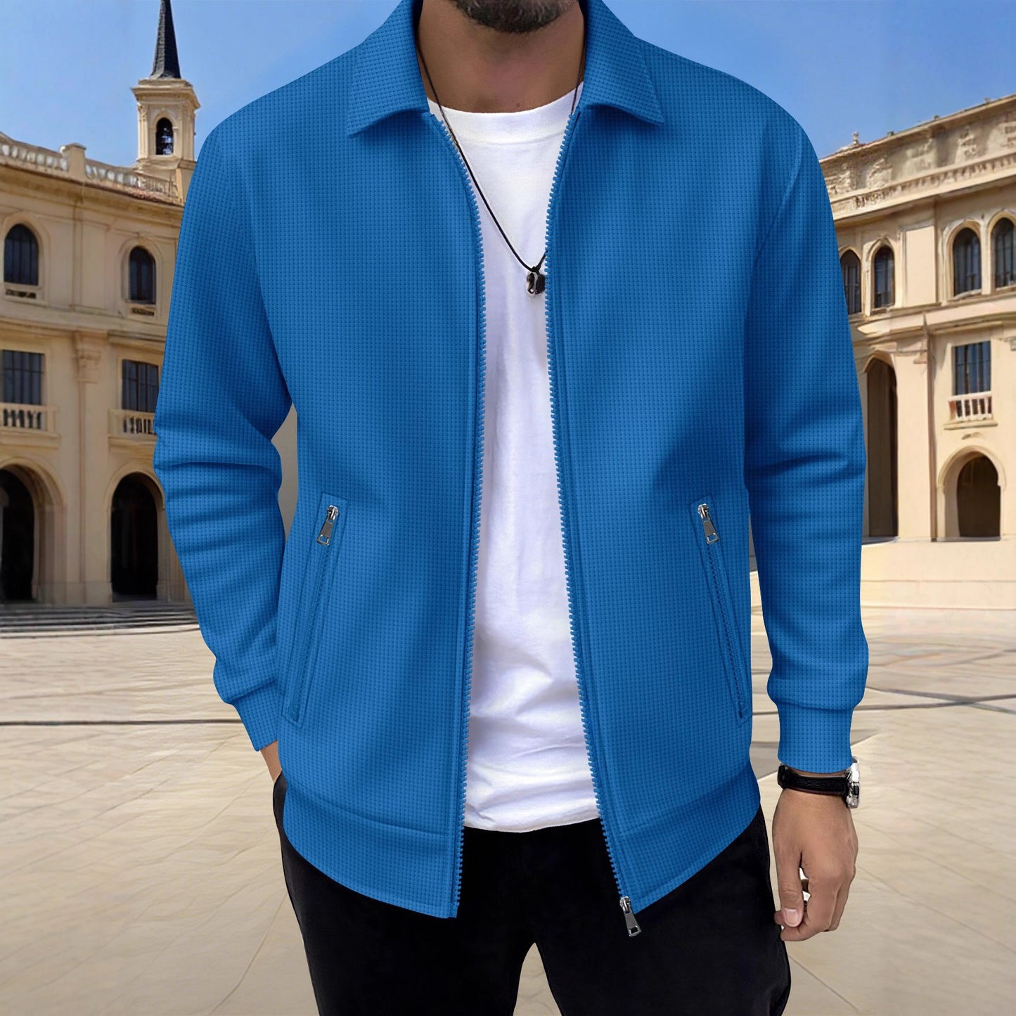 Veste décontractée pour homme avec fermeture éclair