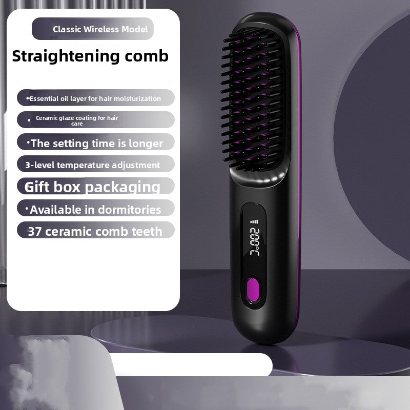 Brosse à cheveux lissante multifonctionnelle portable à chargement sans fil