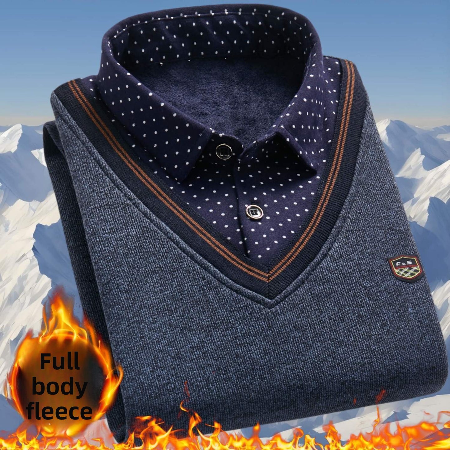 Pull polaire d'hiver en maille - faux deux pièces