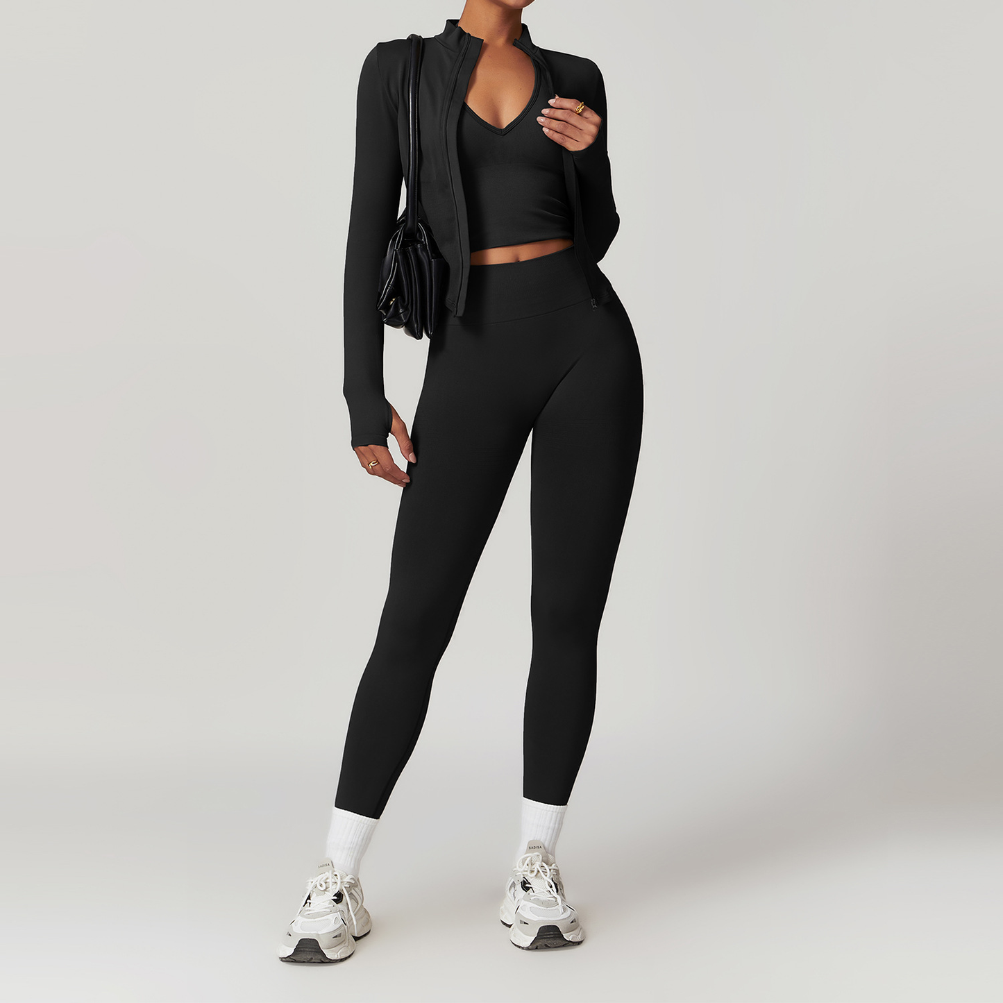 Ensemble de yoga dos nageur sans coutures avec taille côtelée