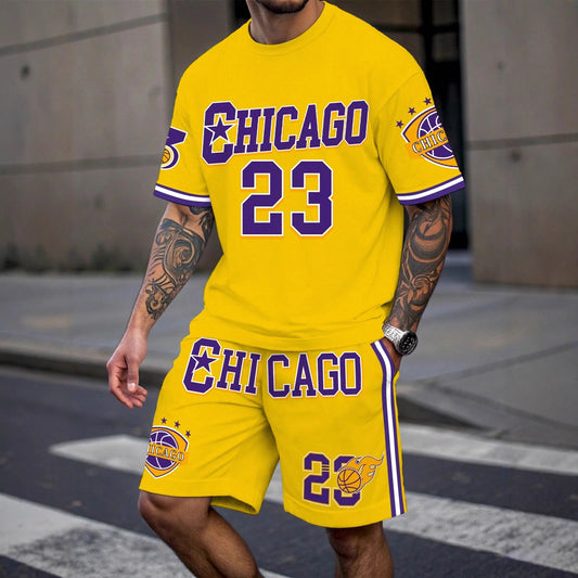 Ensemble de short de sport imprimé et t-shirt pour hommes