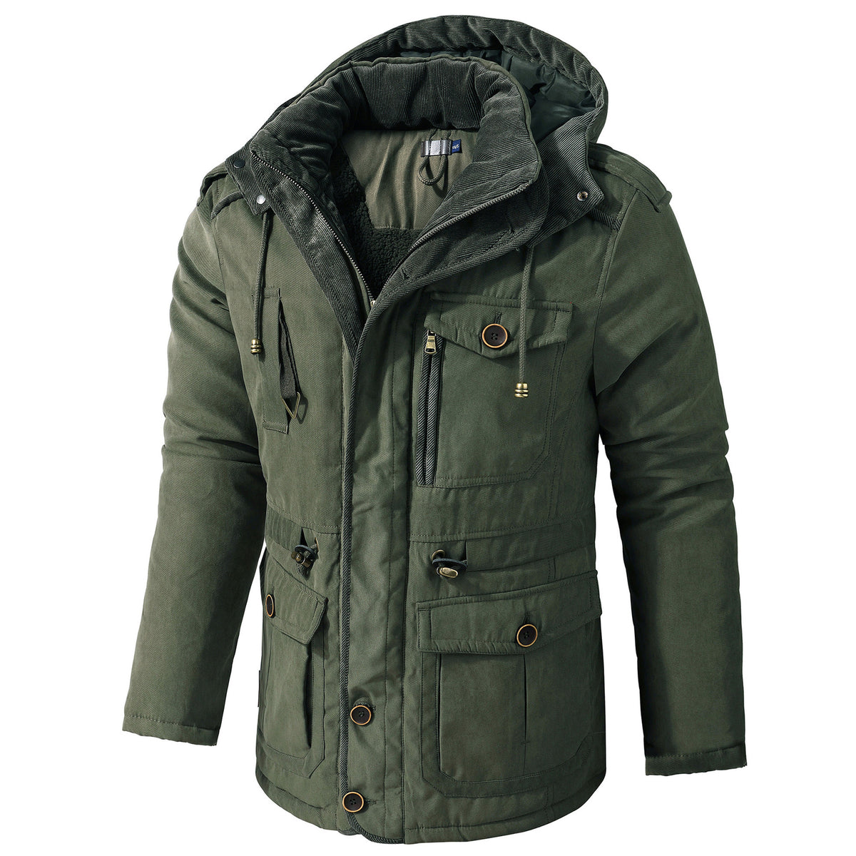 Veste en coton à capuche pour homme avec poches multiples