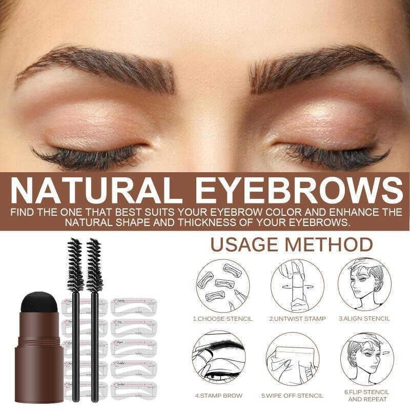 Kit de tampon de poudre à sourcils avec pinceau et crayon