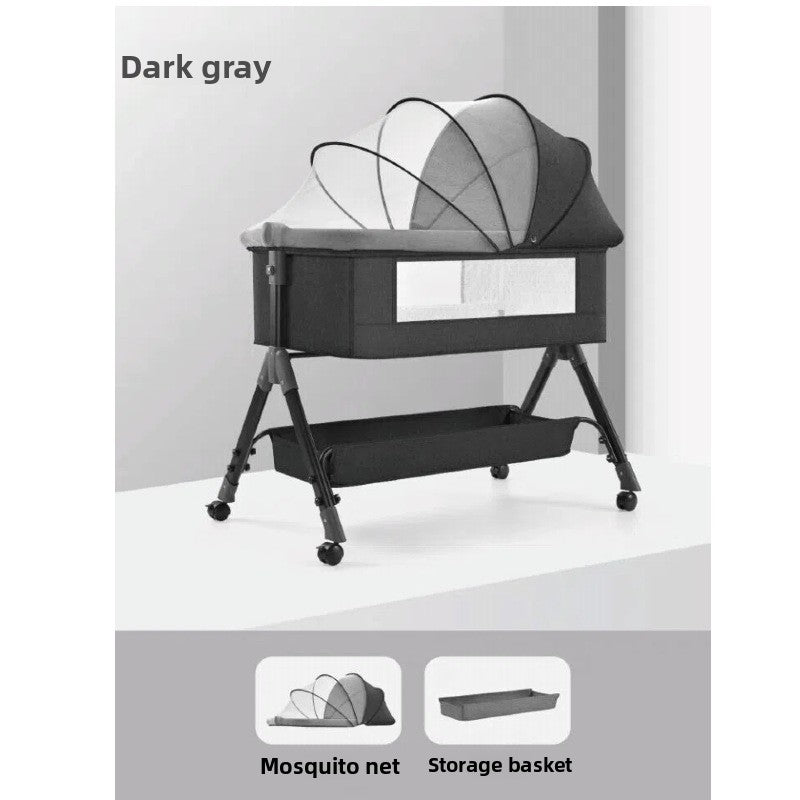 Adjustable Height Portable Baby Crib with Mosquito Net