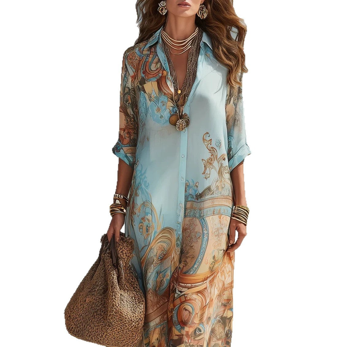 Robe fluide à imprimé rétro