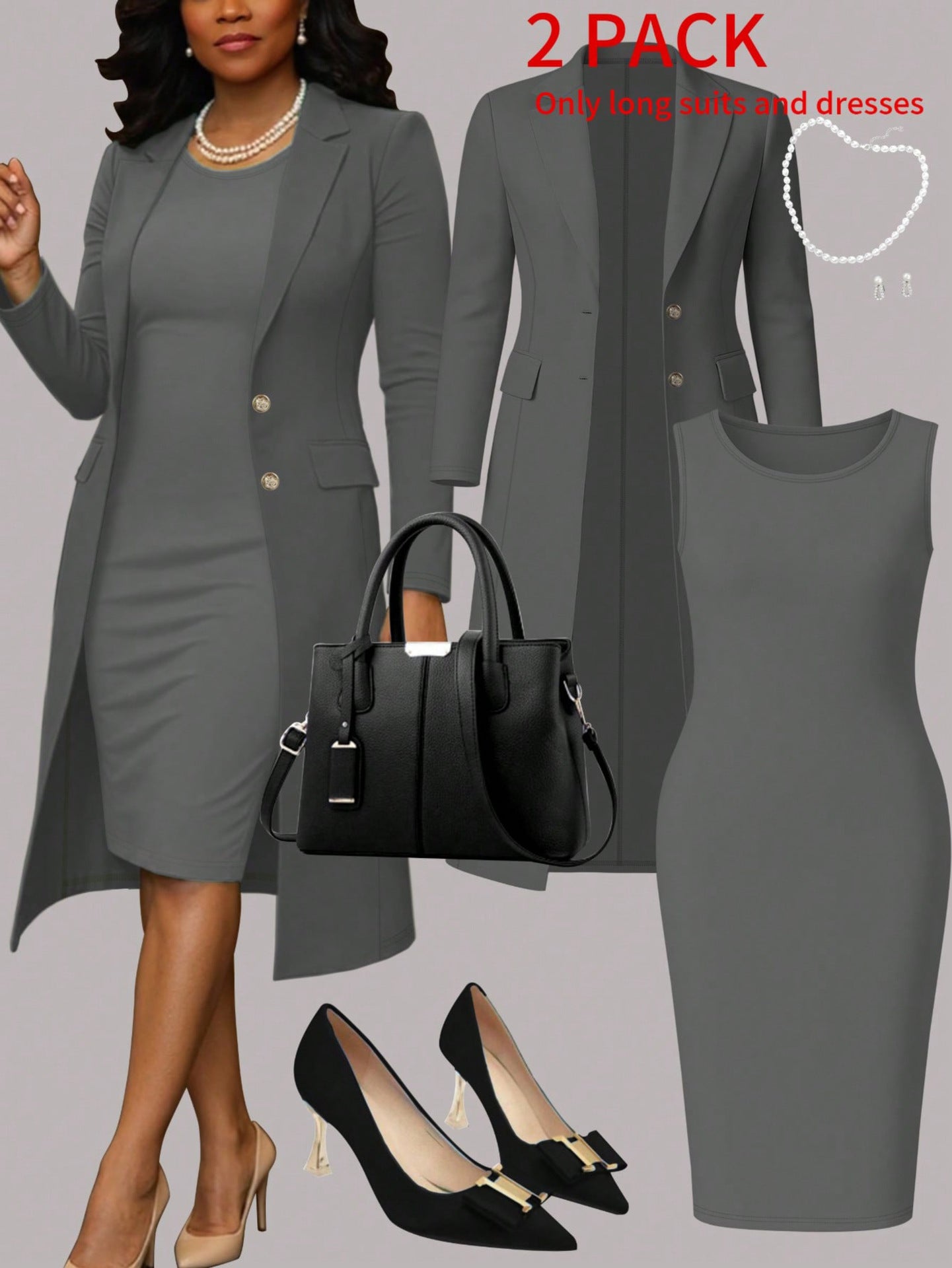 Ensemble pour femmes : costume à manches longues et robe sans manches