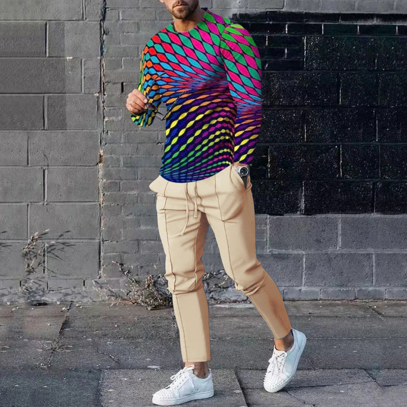 Ensemble pull et pantalon de survêtement décontracté pour homme, imprimé 3D