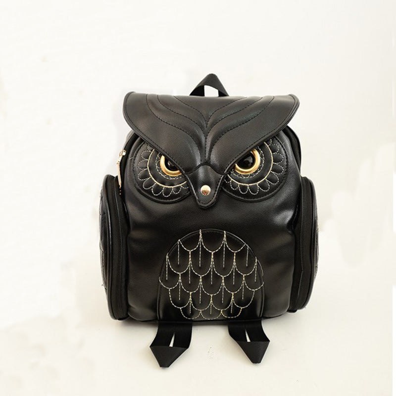 Sac à dos en similicuir PU avec motif chouette pour femmes