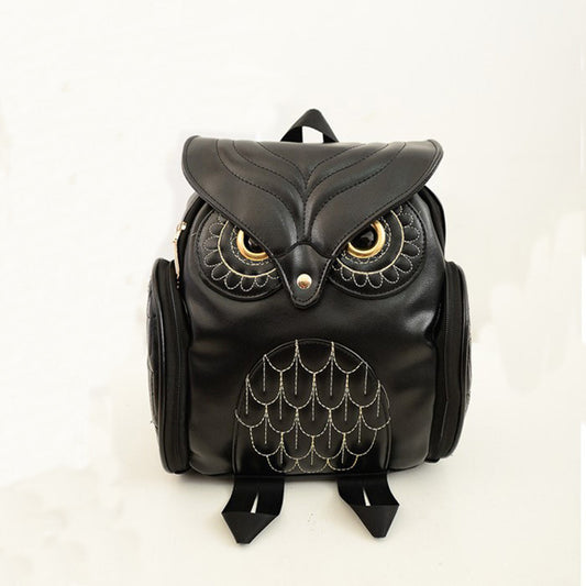 Sac à dos en similicuir PU avec motif chouette pour femmes