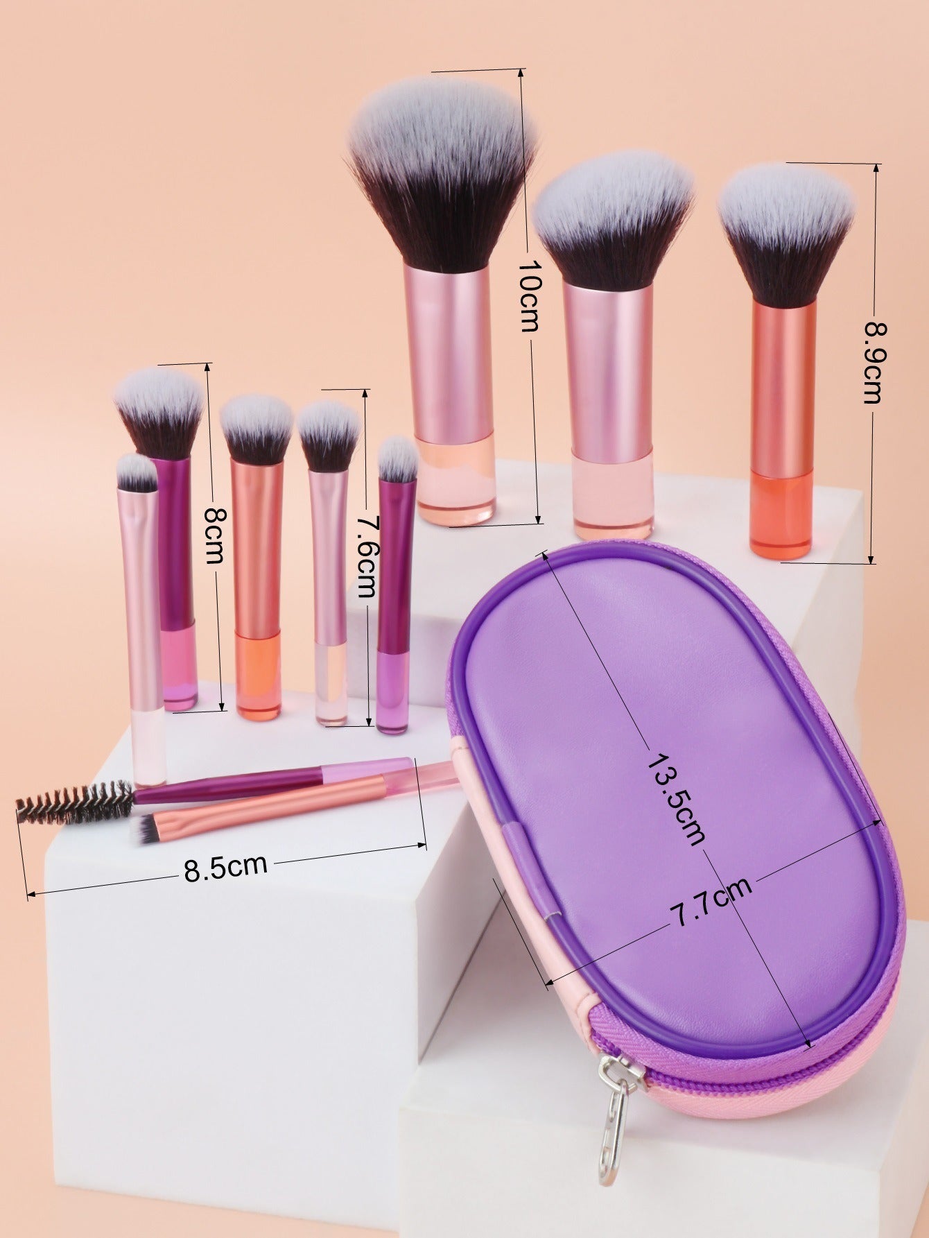 Mini pinceaux de maquillage avec étui à pinceaux