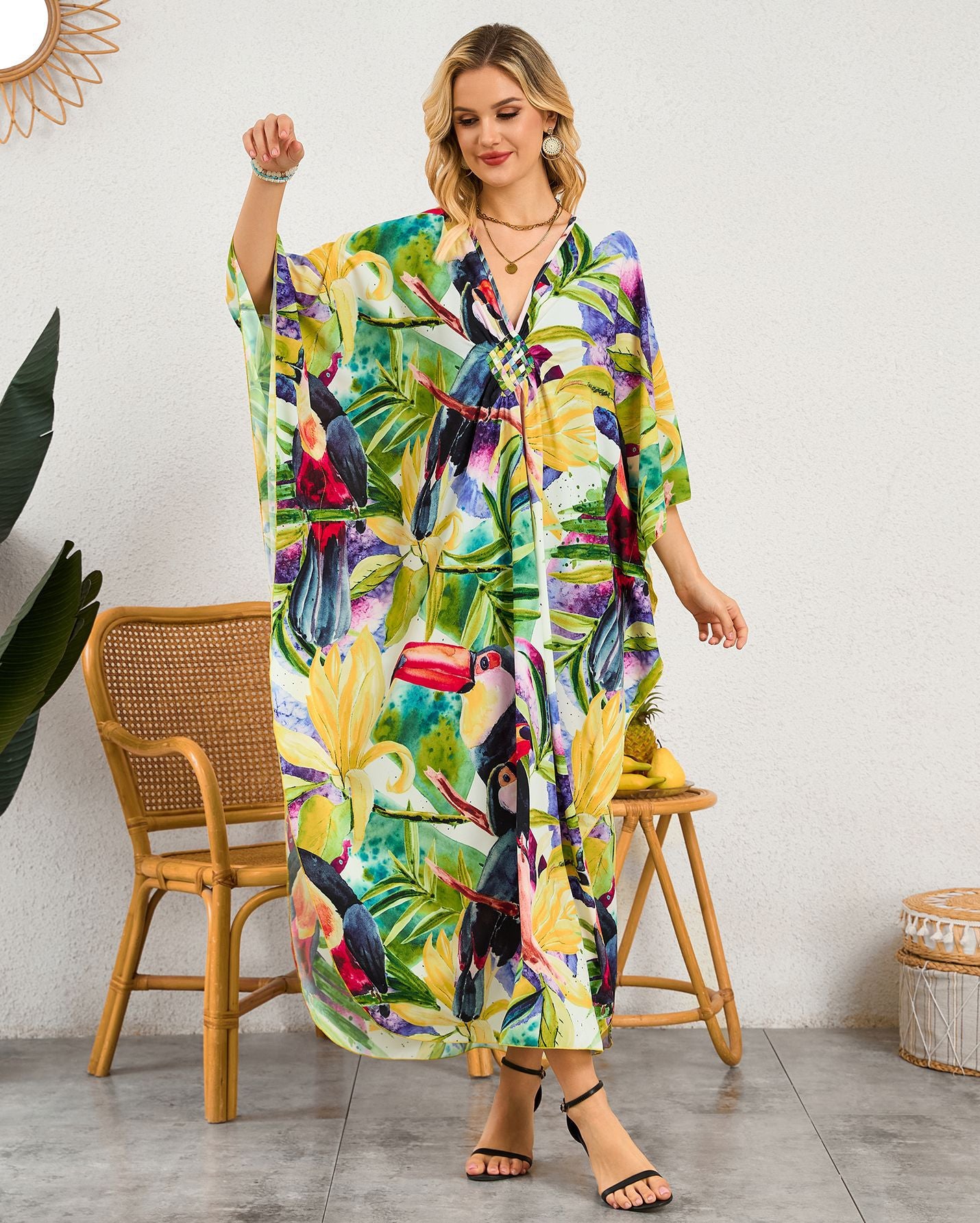Robe de plage à encolure en V tissée