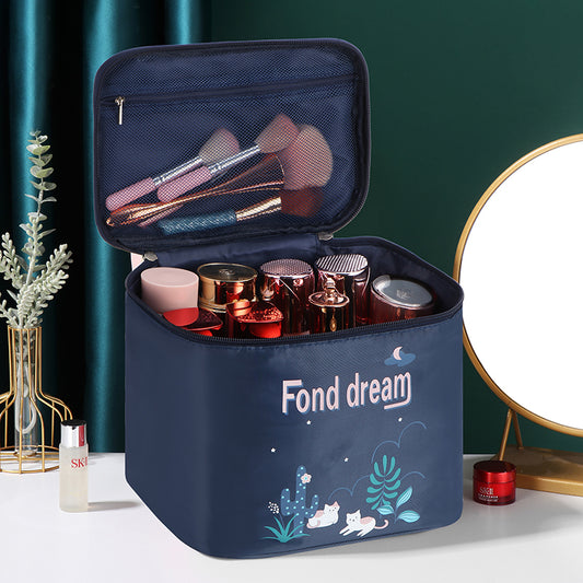 Nouvellement amélioré sac cosmétique extra-large portable 2021 nouveau produit de soins de la peau sac de cosmétiques voyage sac en tissu imperméable renforcé pour femmes