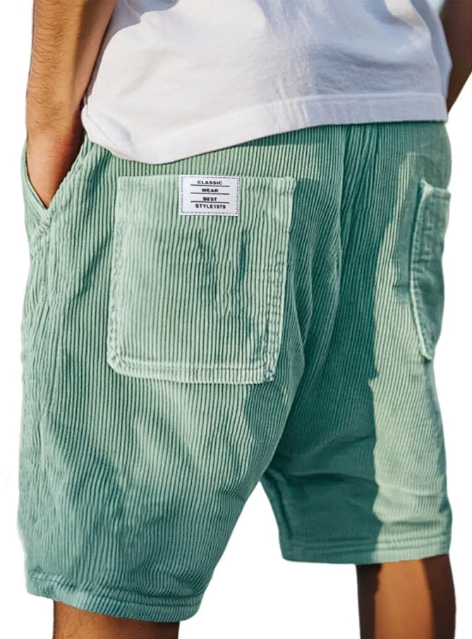 Shorts en velours côtelé vintage pour hommes avec plusieurs poches