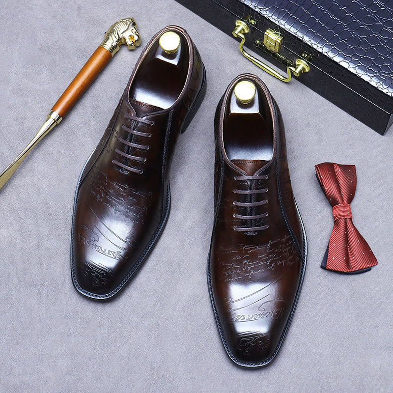 Chaussures habillées Oxford pour hommes en cuir véritable