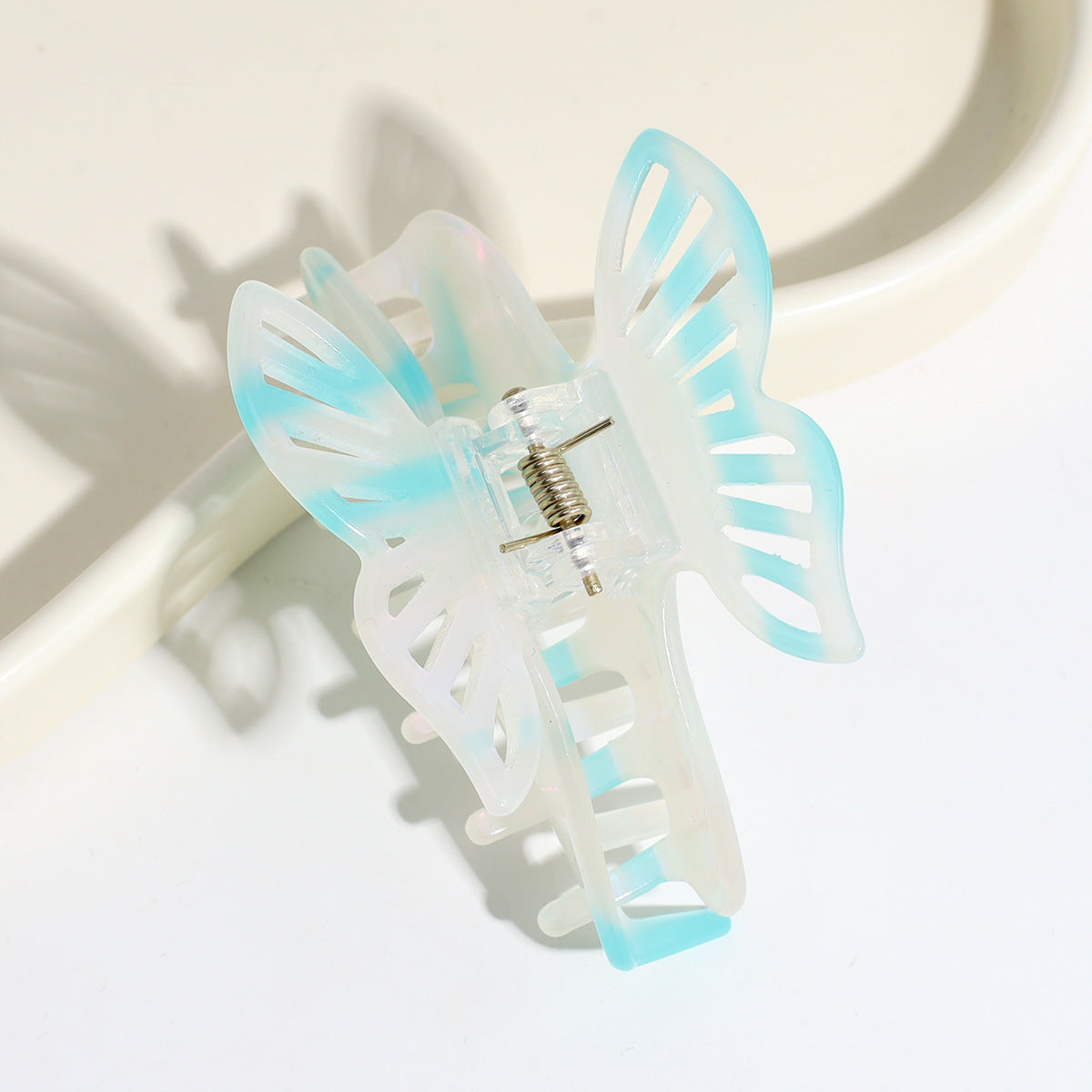 Pince a cheveux papillon double couche a degrade nacre