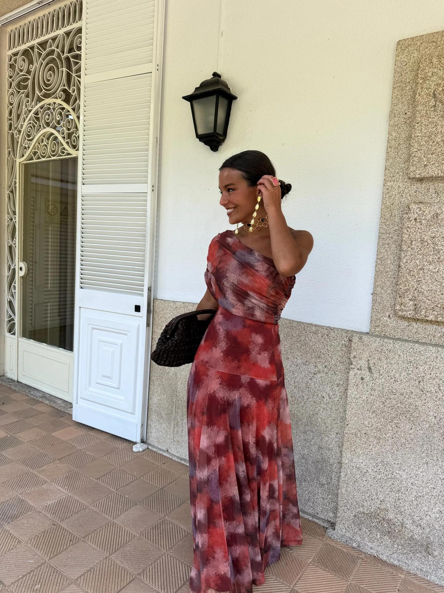Robe trapèze en mesh imprimé