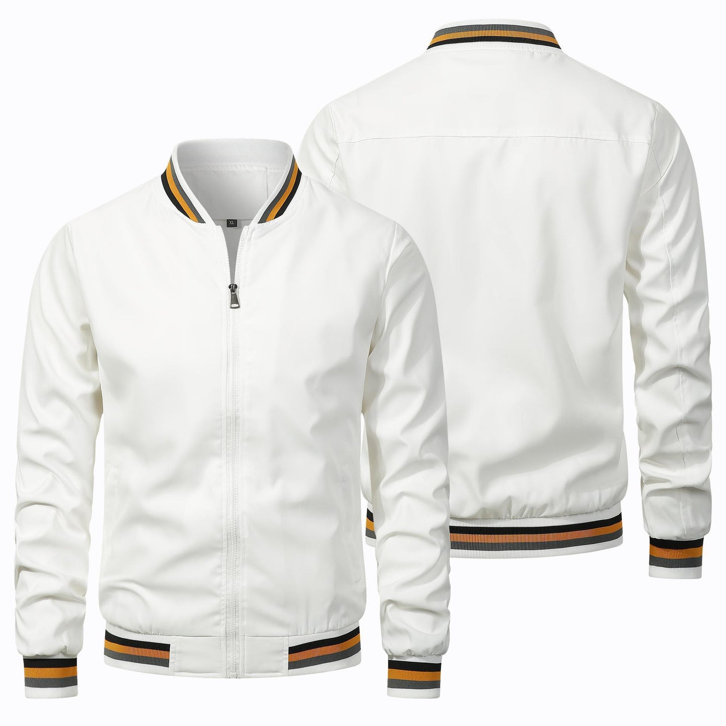 Veste décontractée pour homme à col montant et fermeture éclair