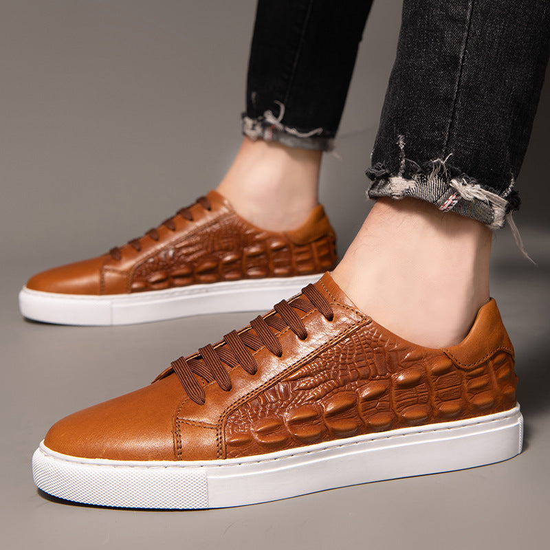 Chaussures décontractées pour hommes en cuir véritable à motif crocodile