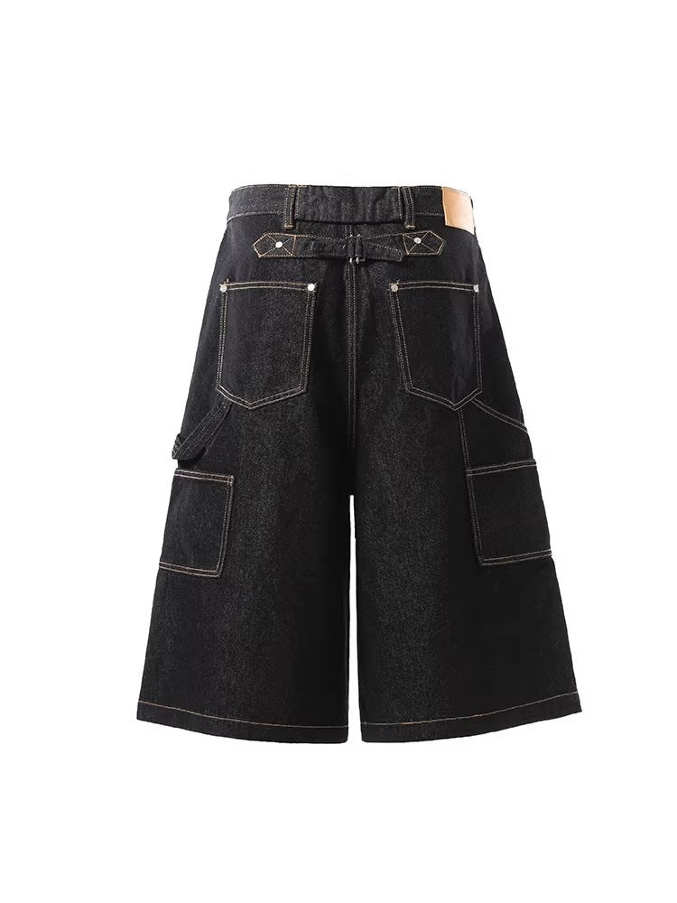 Pantalon en jean rétro court à jambes larges